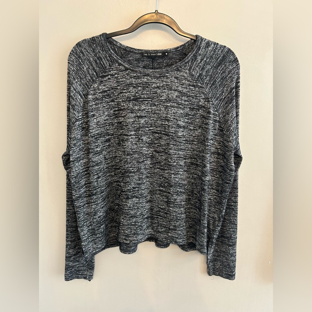 Rag & Bone | Women’s M Black Grey Space Dye long sleeved oversized Sweater